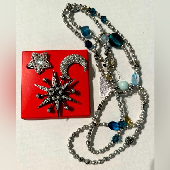 Chico’s Set of Three Brooches & One Necklace - Picture 2 of 7